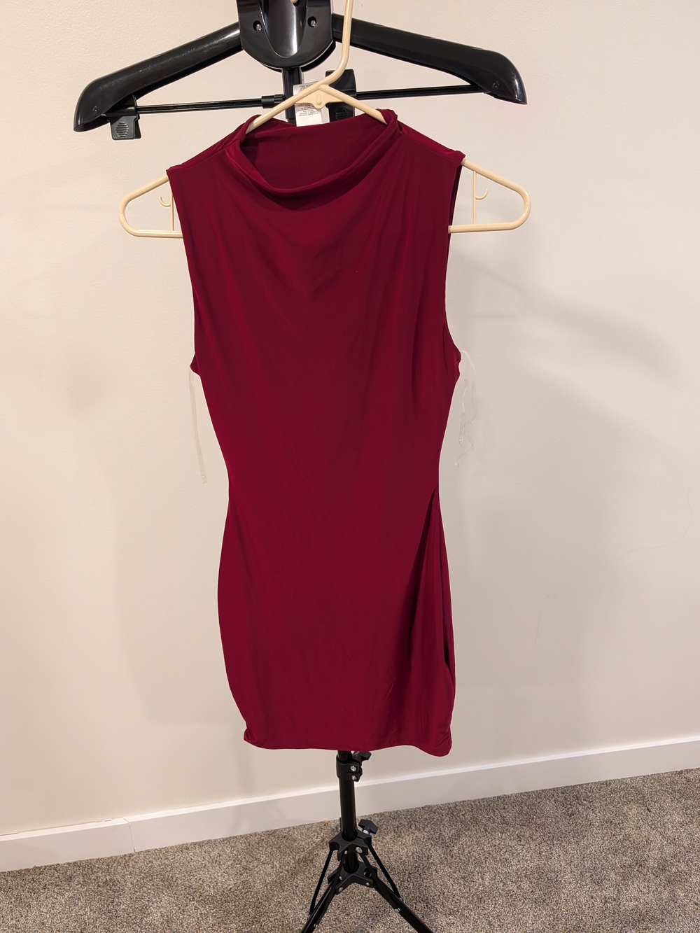 Windsor Sleeveless Mock Neck Mini Dress - Burgundy